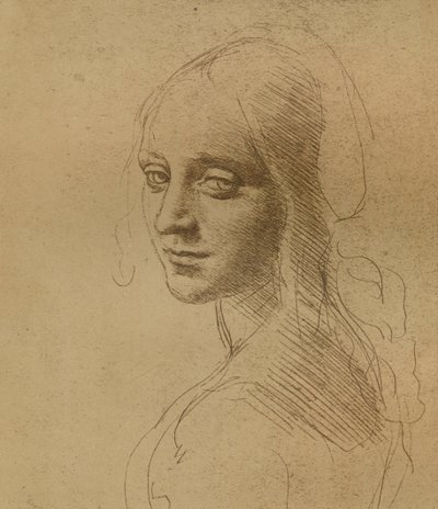 Ett kvinnligt huvud, c1472-c1519 1883, av Leonardo da Vinci