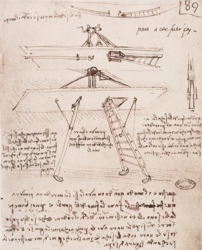 Start- och landningsanordning för en flygande maskin av Leonardo da Vinci