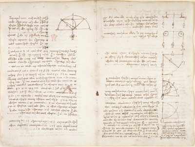 Arundel 263, f.10v, f.5 Anteckningar och diagram om mekanik av Leonardo da Vinci