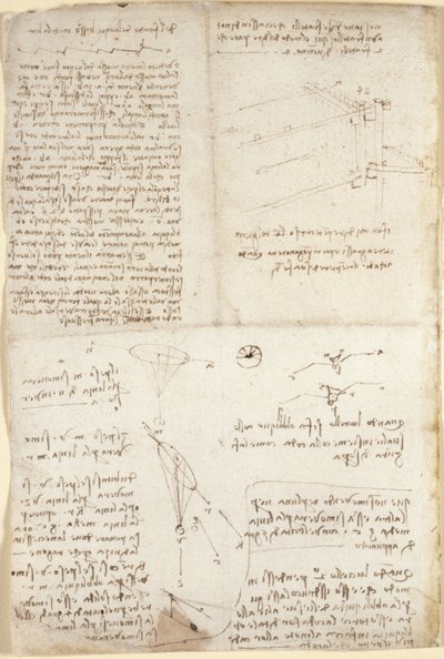 Arundel 263, f.129v, Anteckningar, diagram och skisser från 