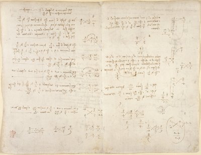 Arundel 263, f.220v, f.221, Anteckningar; matematiska beräkningar, från 
