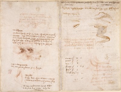 Arundel 263, f.278v, f.271 Anteckningar om verklighetskänslan i drömmar, på vatten och floderna Sieve och Arno (upp och ner), från 