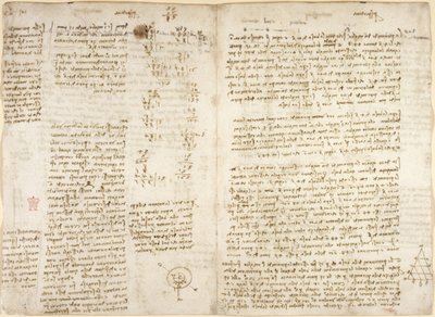 Arundel 263, f.279v f.280, Anteckningar, matematiska beräkningar och diagram med titeln 