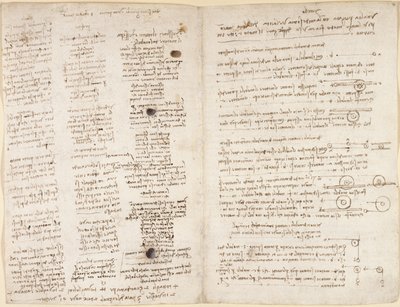 Arundel 263, f.42v, f.43 Korta texter av Leonardos profetior (