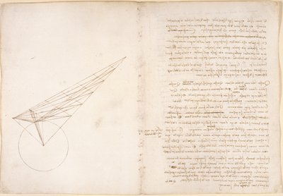 Arundel 263, f.46v, f.57 Diagram om optik, angående Alhazens problem, från 