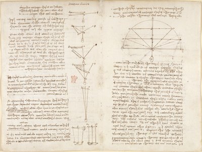 Arundel 263, f.6v, f.9 Anteckningar och diagram om mekanik, med titeln 