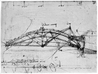 Design för en parabolisk svängbro, 1480-1490 1954. av Leonardo da Vinci
