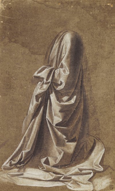 Draperistudie för en knästående figur, av Leonardo da Vinci