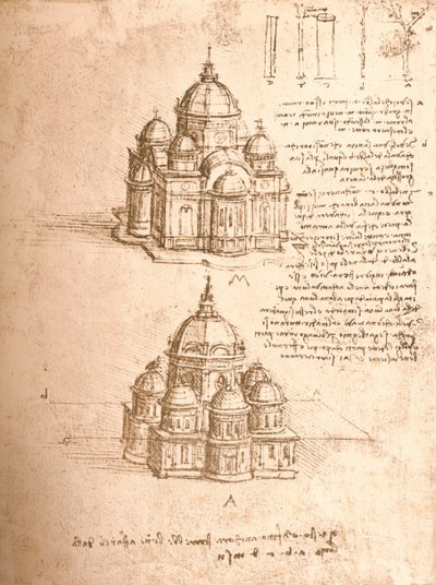 Ritning av kyrkor, c1472-c1519 1883 av Leonardo da Vinci