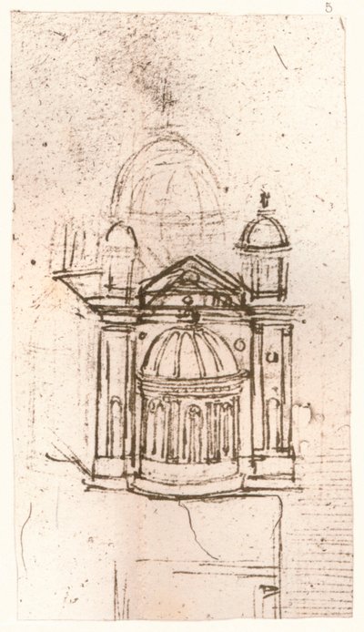 Ritning av kyrklig arkitektur, c1472-c1519 1883 av Leonardo da Vinci