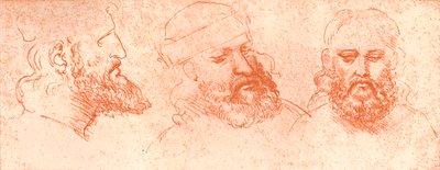 Ritning av orientaliska huvuden, i röd krita, c1472-c1519 1883 av Leonardo da Vinci