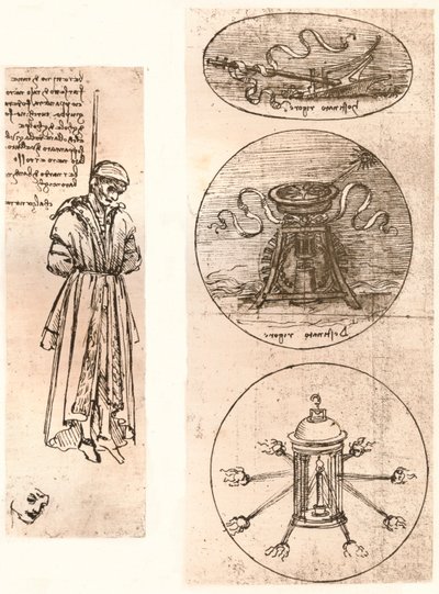 Teckningar av Bernardo di Bandino Baroncelli hängda och emblem, c1472-c1519 1883. av Leonardo da Vinci