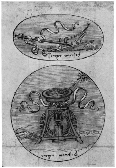 Emblem, Hostinato Rigore detalj, sent 1400-tal eller tidigt 1500-tal 1954 av Leonardo da Vinci