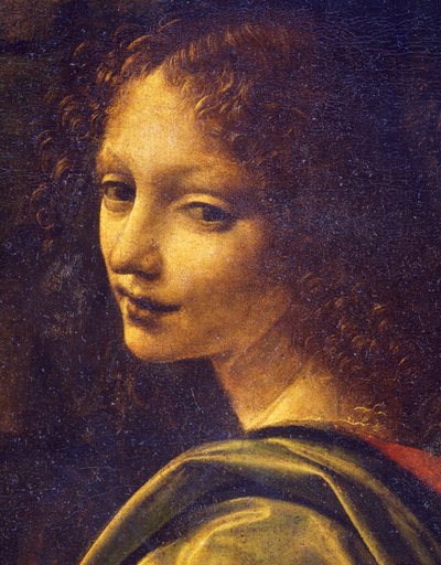 Ängelns ansikte, detalj från Virgin of Rocks av Leonardo da Vinci
