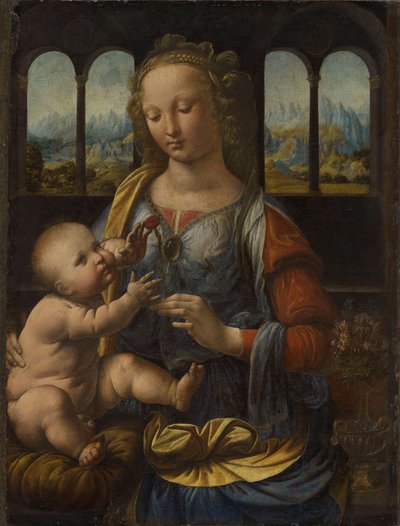 Tyska: Madonna mit der Nelke Madonna av nejlikan av Leonardo da Vinci