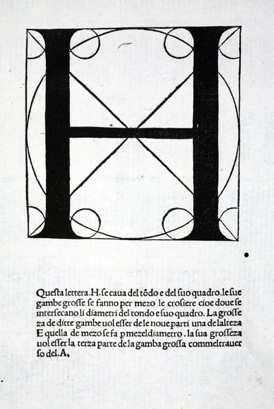 H, illustration från "Divina Proportione" av Luca Pacioli (c.1445-1517), ursprungligen pub. Venedig, 1509 av Leonardo da Vinci