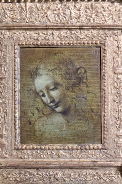 Huvud av en kvinna, kallad "la scapigliata", ca 1492-1501 (olja på pannå) av Leonardo da Vinci