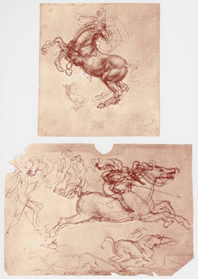 Hästuppfödning och ryttare och fotsoldater, c1504. av Leonardo da Vinci