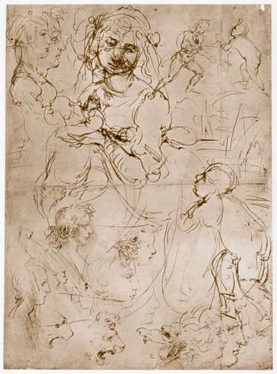 Knästående Madonna med barnet och St. John, 1478-1480 av Leonardo da Vinci