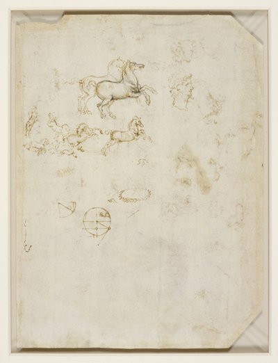Leonardo da Vinci - Verso Springande hästar och Neros huvud c.1503-4 av Leonardo da Vinci