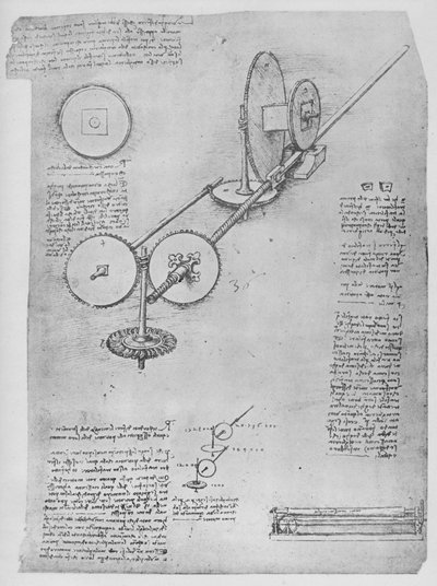 Maskin för att forma järnstänger för att göra kanoner, c1480 1945 av Leonardo da Vinci