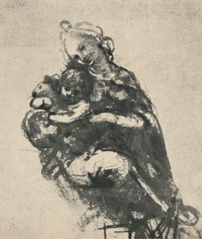 Madonna och barn med en katt, c1475 1945 av Leonardo da Vinci