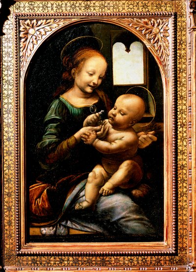 Madonna med en blomma, Madonna Benois, 1478. av Leonardo da Vinci