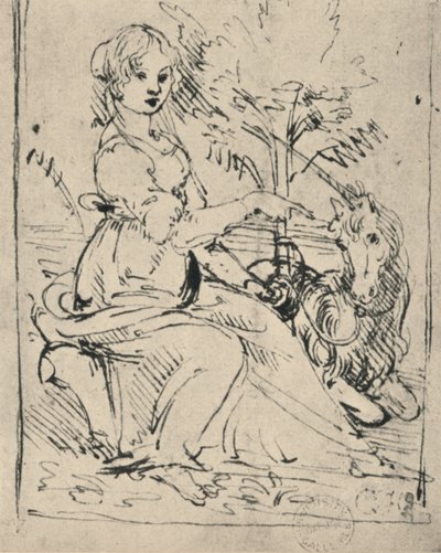 Jungfru med en enhörning, c1478-1480 1945 av Leonardo da Vinci