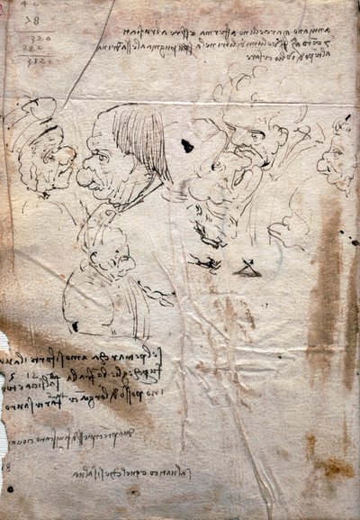Manliga karikatyrer och bibliotekslista, Codex Trivulzianus av Leonardo da Vinci