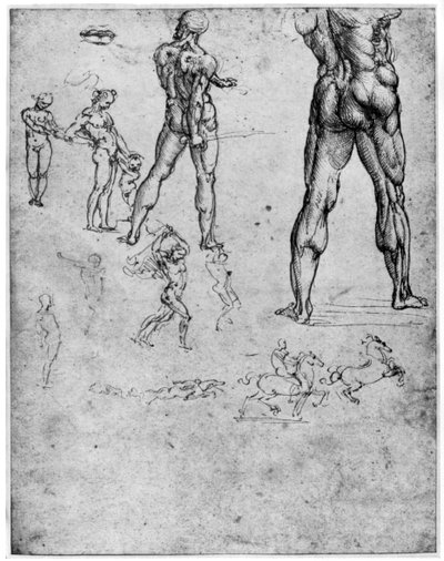 Nakenstudier för Slaget vid Anghiari, c1503-1505 1954 av Leonardo da Vinci