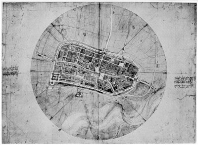 Plan av Imola, Italien, c1502 1954 av Leonardo da Vinci