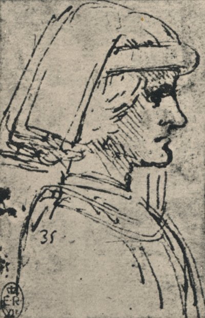 Profil av en ung man som bär en chaperon, c1480 1945 av Leonardo da Vinci