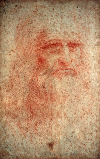 Självporträtt av Leonardo da Vinci, italiensk målare, skulptör, ingenjör och arkitekt, c1513 av Leonardo da Vinci