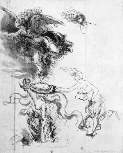 Silhouette of an Angel (penna och bläck på papper) av Leonardo da Vinci