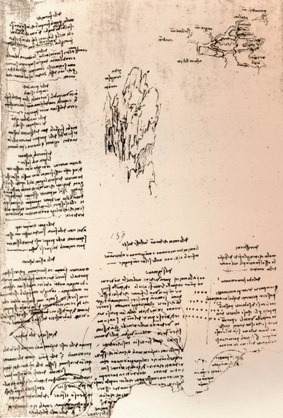 Skiss av en topp i Armenien och en skisskarta över Armenien, c1472-c1519 1883 av Leonardo da Vinci