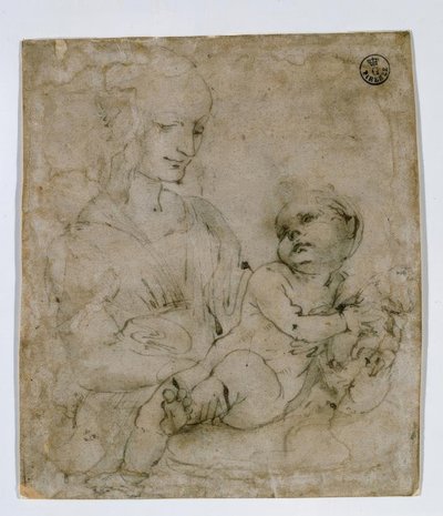 Studie för Madonnan och katten av Leonardo da Vinci