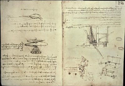 Studier för propellrar och flygmaskiner av Leonardo da Vinci