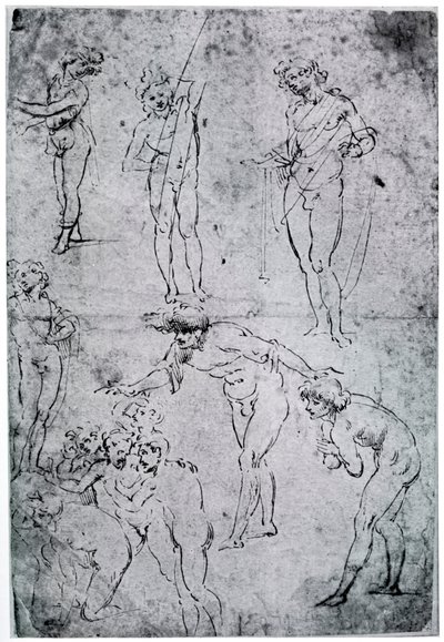 Studier för The Adoration of the Magi, 1400-talet, 1954 av Leonardo da Vinci