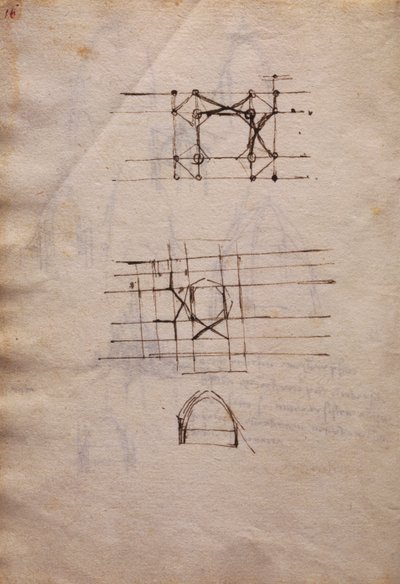 Studier för katedrallykta, från Codex Trivulzianus av Leonardo da Vinci