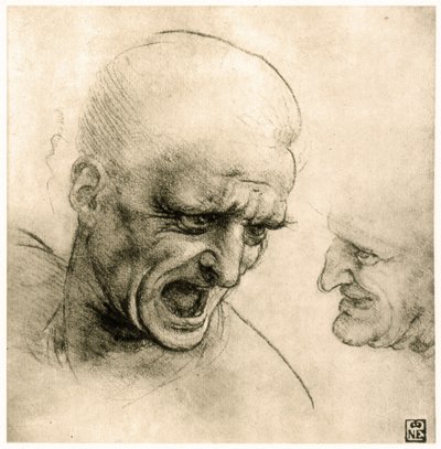 Studera för en krigares huvud av Leonardo da Vinci