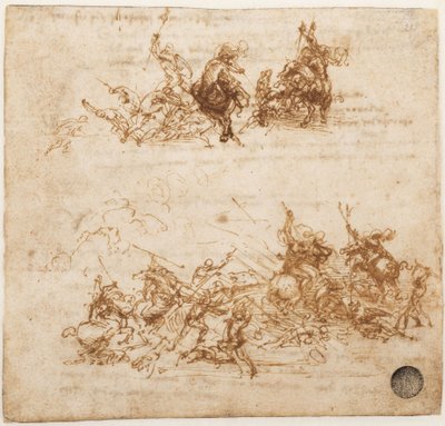 Studie för slaget vid Anghiari, ca 1503-1504. av Leonardo da Vinci