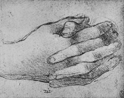 Studie av knäppta händer, c1480 1945 av Leonardo da Vinci