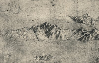 Studie av bergskedjor, c1480 1945 av Leonardo da Vinci