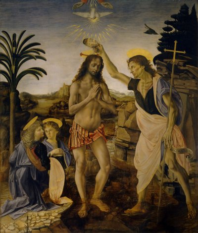 Kristi dop, ca 1470-1475 av Leonardo da Vinci