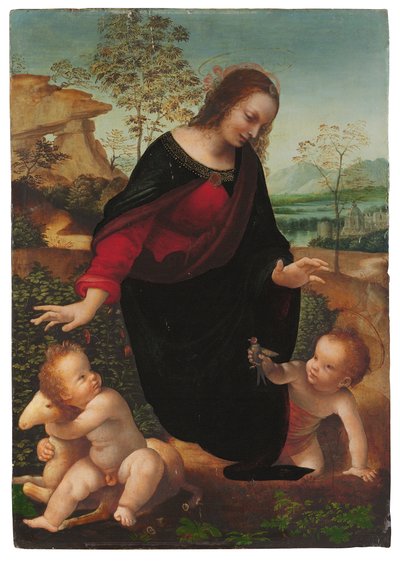 Madonnan och barnet med spädbarnet Johannes Döparen av Leonardo da Vinci