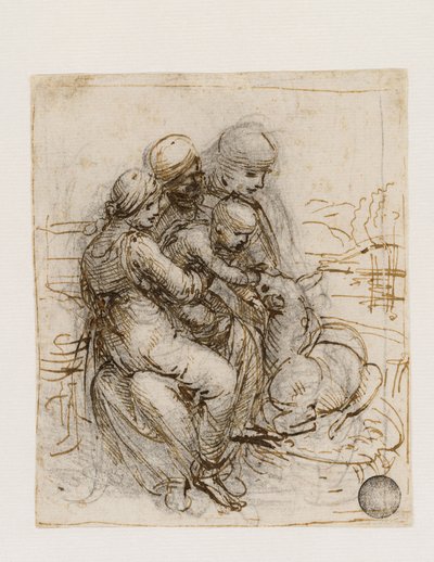 Jungfrun och barnet med Saint Anne Anna Metterza, ca. 1501. av Leonardo da Vinci