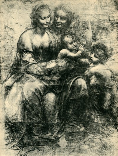 Jungfrun och barnet med St Anne och St John the Baptist, 1499-1500, 1943. av Leonardo da Vinci