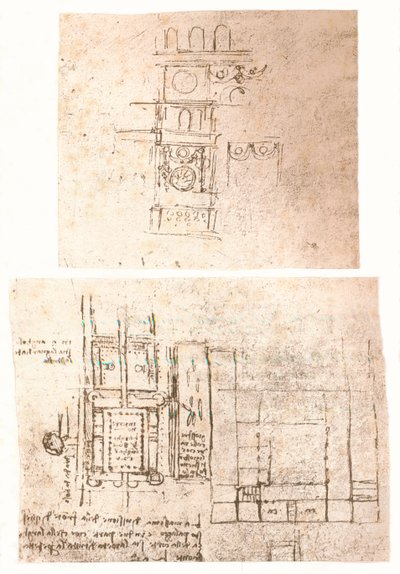 Två arkitektoniska ritningar, c1472-c1519 1883 av Leonardo da Vinci