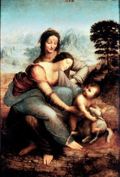 Jungfru med barn och S:ta Anna, ca 1510 (olja på pannå) av Leonardo da Vinci