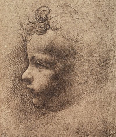 Huvudet av en liten pojke; teckning av Leonardo da Vinci. Louvren, Paris av Leonardo da school of Vinci